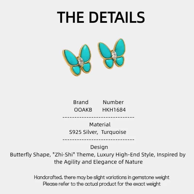 Natural Turquoise Butterfly Earrings - OOAKB