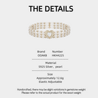 Retro Patchwork Heart-Shaped Pearl Elastic Bracelet