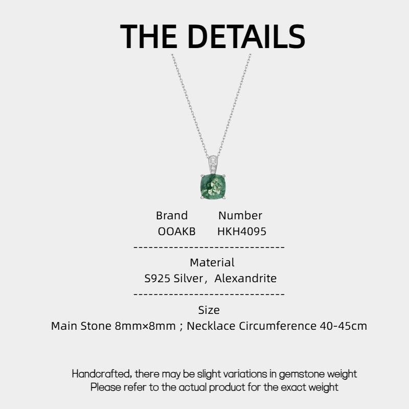 Minimalist Geometric Cushion Cut Moss Agate Pendant