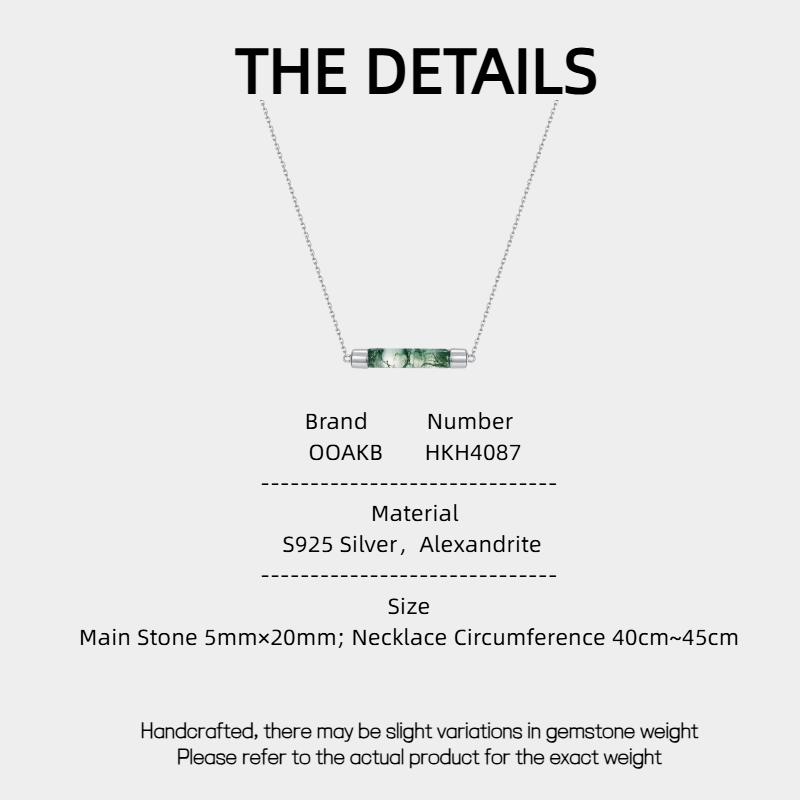 Minimalist Tube-Shaped Moss Agate Collarbone Necklace