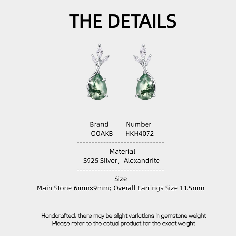 Teardrop-shaped Moss Agate Earrings Unisex