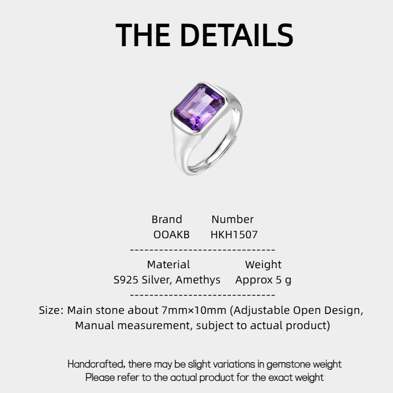 Phantom Galaxy Series Natural Amethyst Minimalist Adjustable Open Ring