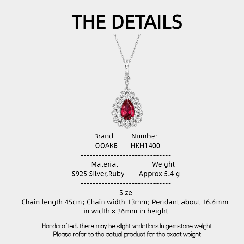 Starlight Series Ruby Teardrop Necklace Women's Style S925 Silver
