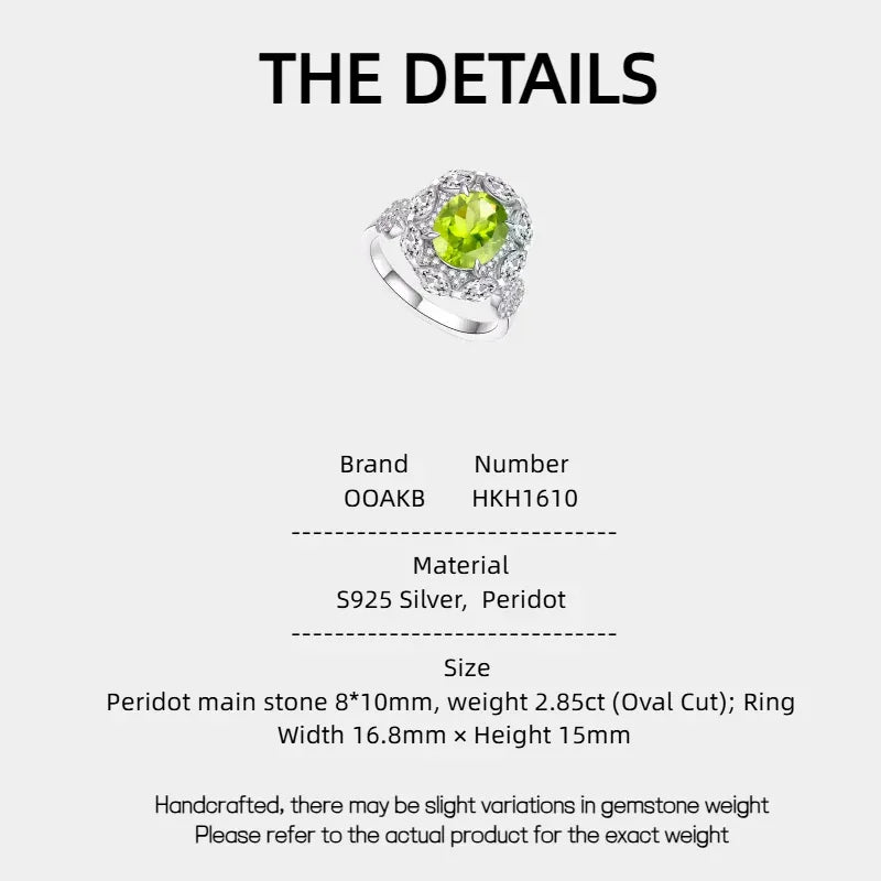 Natural Peridot Gourd Ring - OOAKB