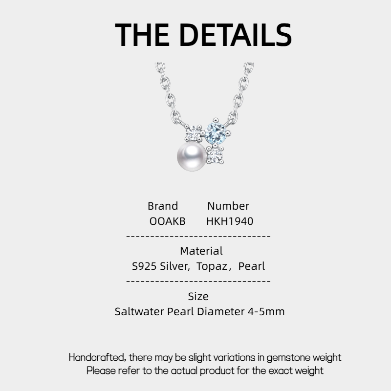 Topaz S925 Silver Saltwater Pearl Necklace
