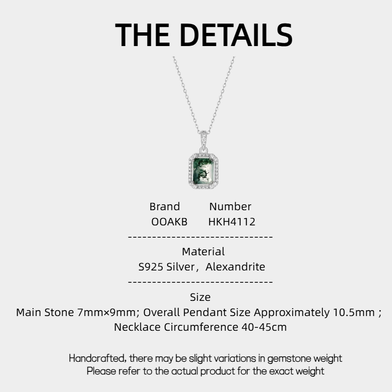 Minimalist Moss Agate Pendant S925 Silver