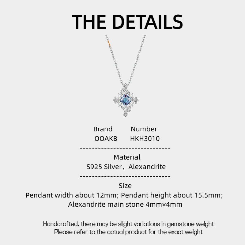 Silver Alexandrite Retro Pattern Pendant Necklace