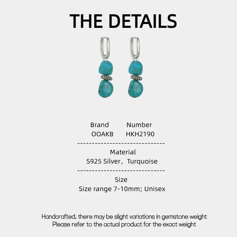 Silver Turquoise Earrings Unisex - OOAKB
