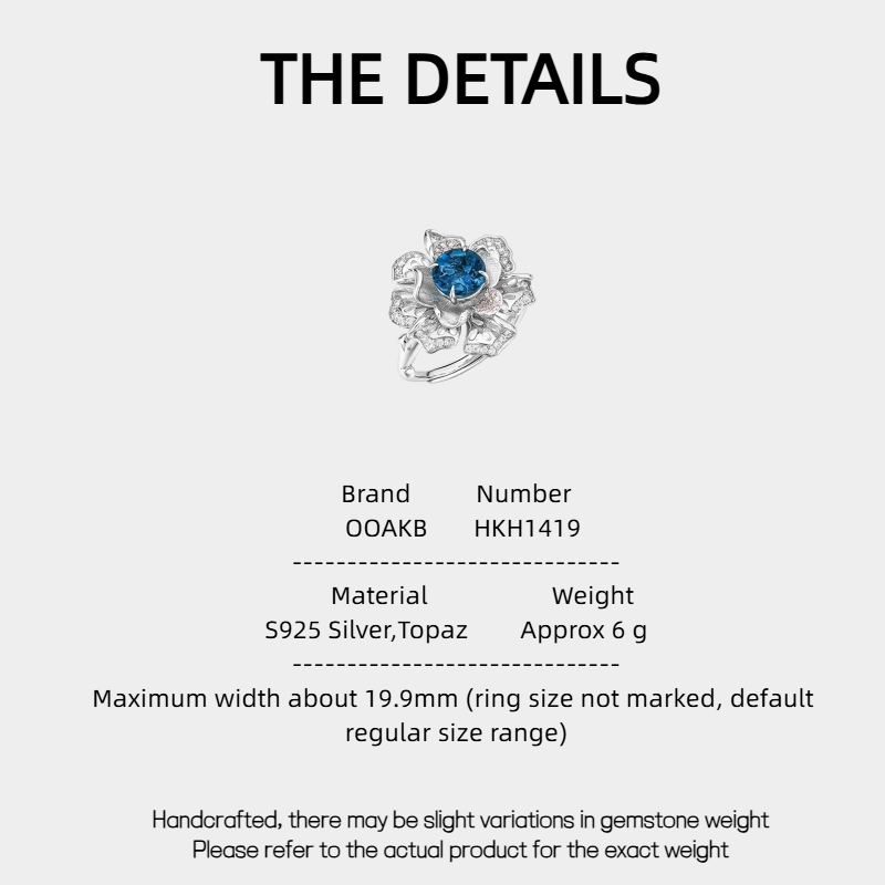 Topaz Floral Design Light Luxury Ring S925 Silver