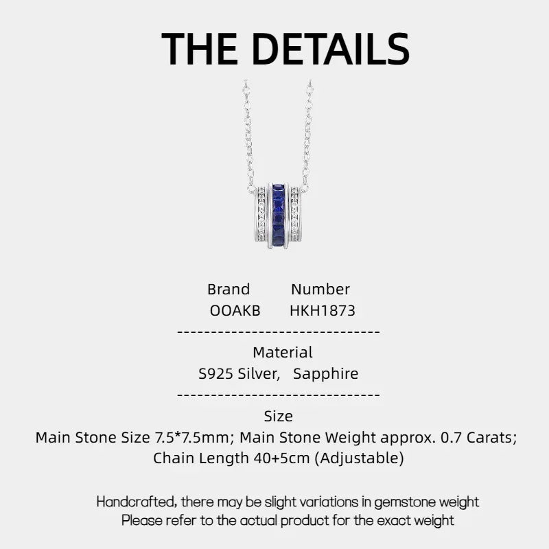 Sapphire S925 Silver Fortune Bead Necklace - OOAKB