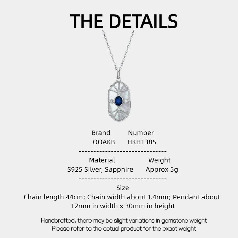 Sapphire S925 Silver Light Luxury Pendant Necklace Women's Style - OOAKB