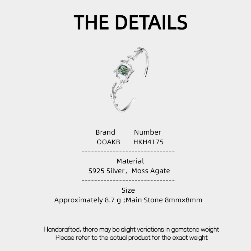 Fashionable Moss Agate Open Bangle