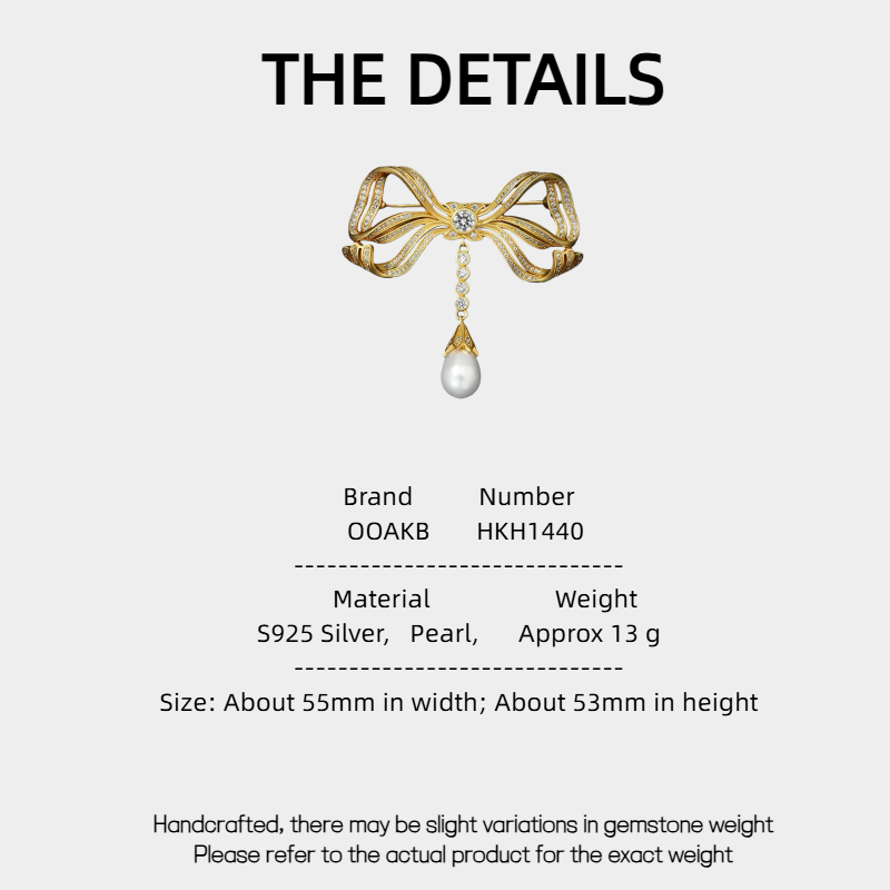 Bowknot Pearl Tassel Brooch S925 Silver