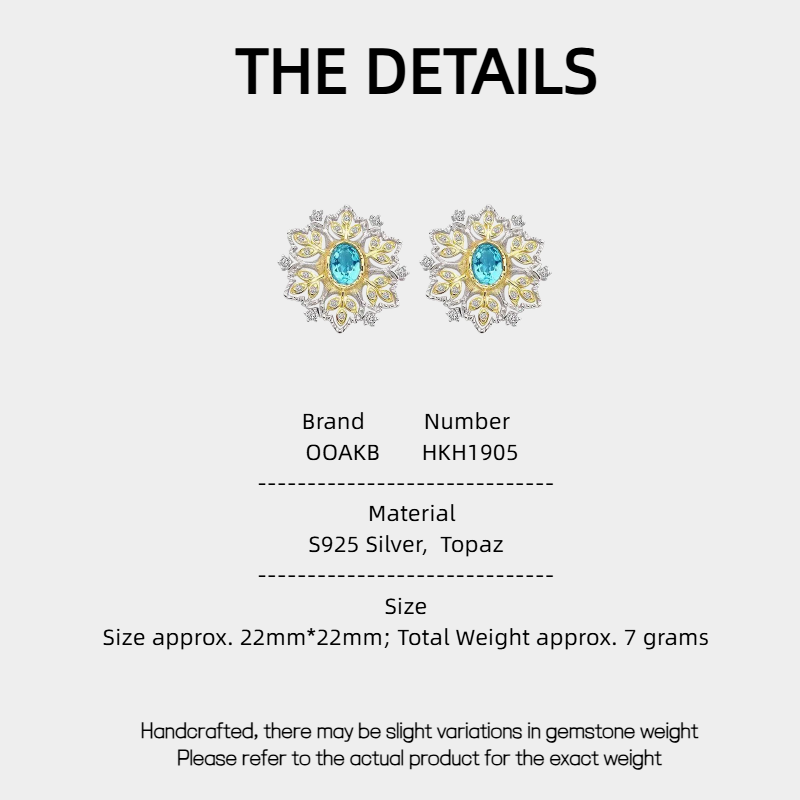 Topaz S925 Silver Snowflake Earrings