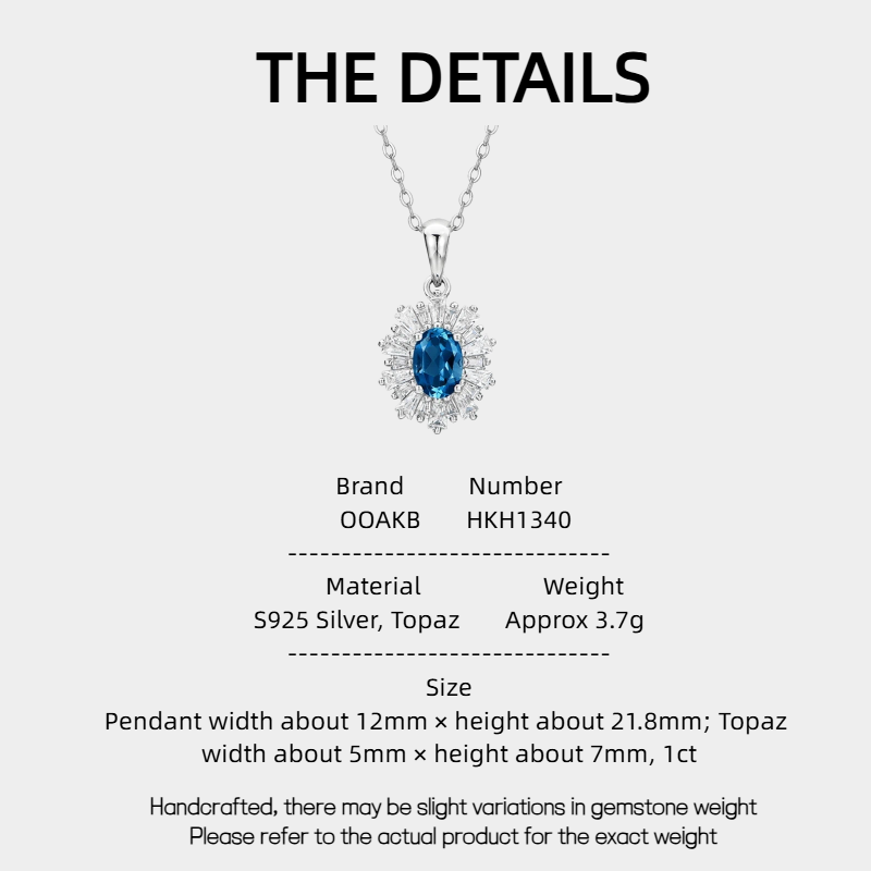 Natural Topaz Snowflake Necklace S925 Silver Women's Style