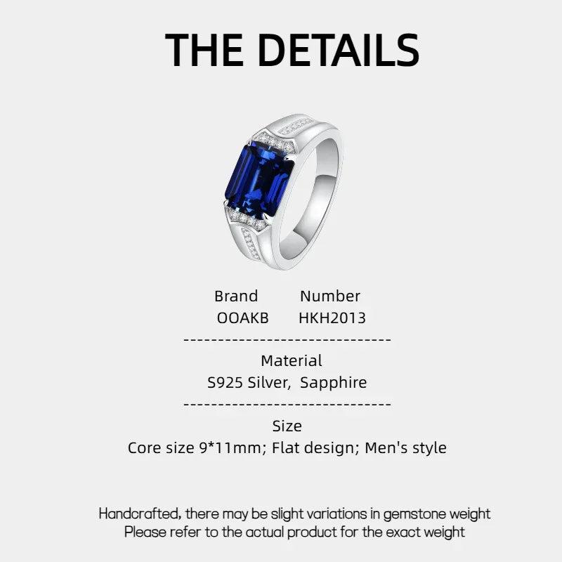Silver Plated Gold Sapphire Men's Ring 9mm*11mm - OOAKB