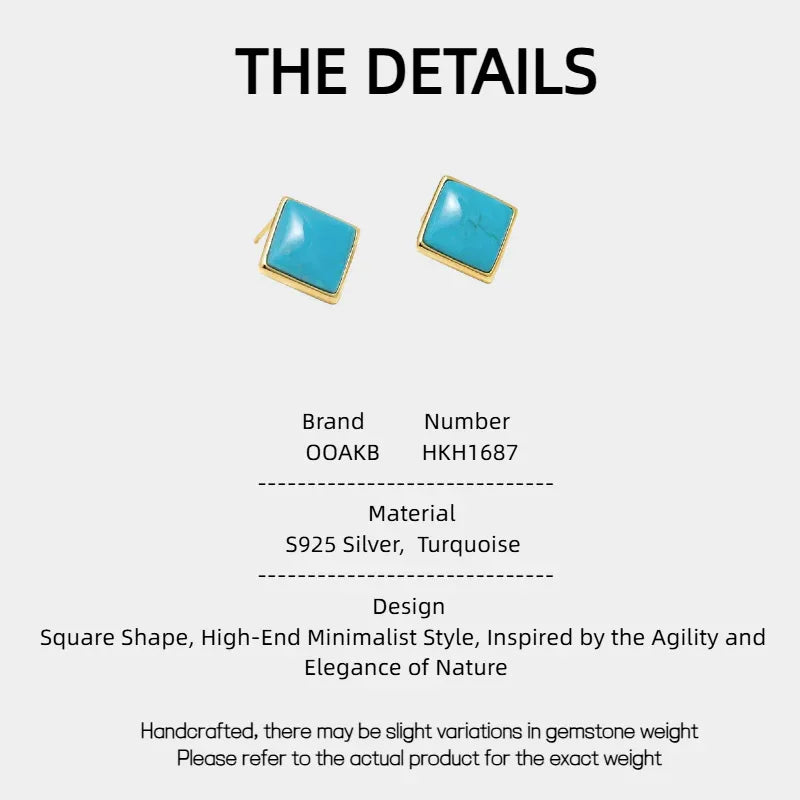 Natural American Turquoise Square Earrings - OOAKB