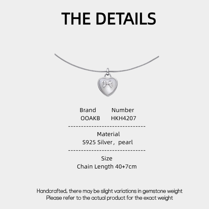 Mini Bowknot Heart-Shaped Pearl Pendant Necklace