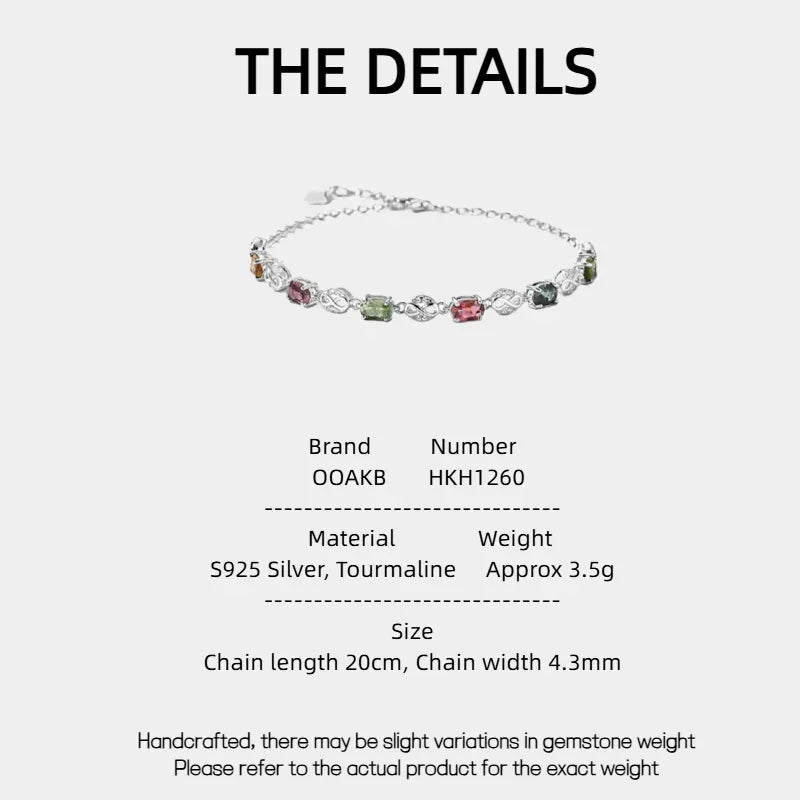 Natural Tourmaline Colorful Bracelet S925 Silver Women's Style - OOAKB