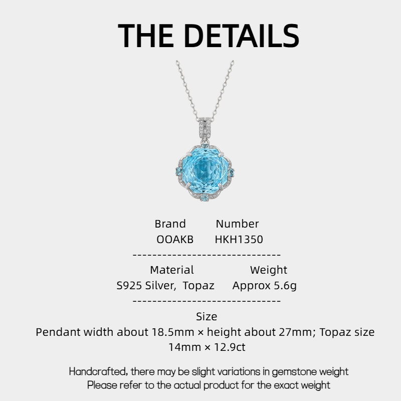 Rose-Cut Natural Topaz Necklace S925 Silver Women's Style