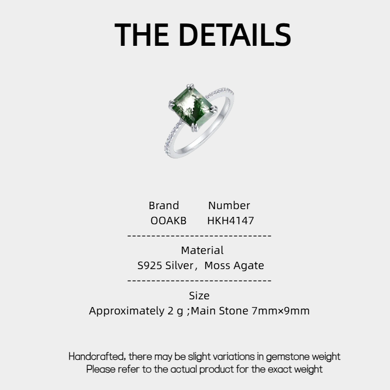 Elegant Moss Agate Closed Ring