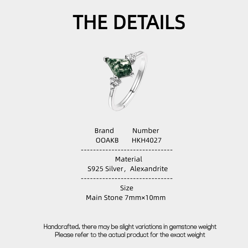 Moss Stone Geometric Fashion Ring Unisex