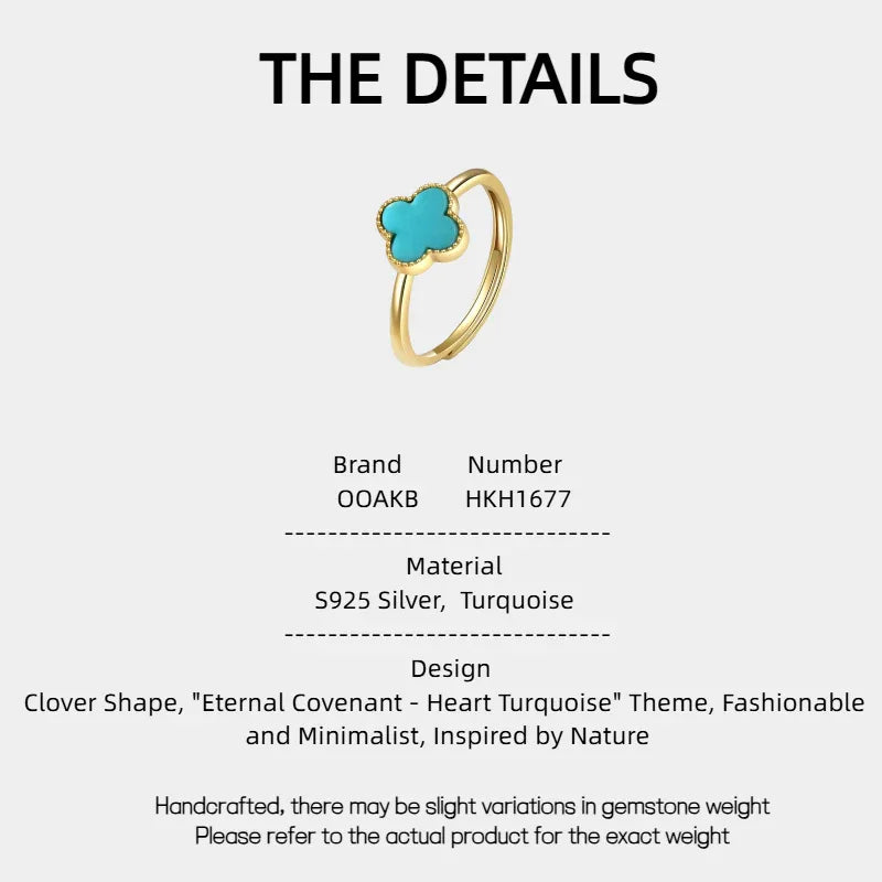 Natural Turquoise Clover Ring - OOAKB