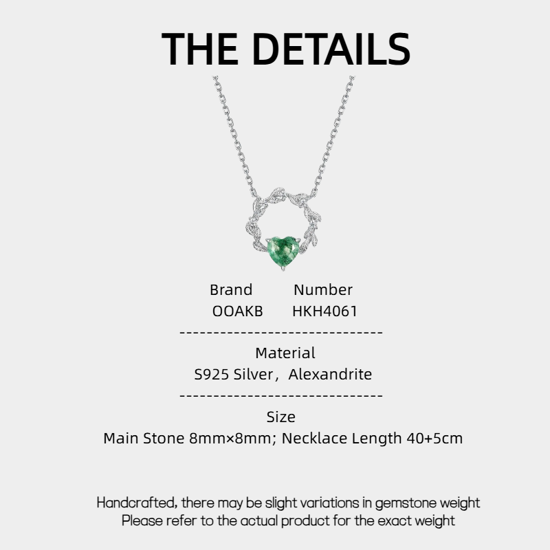 Fashion Heart-shaped Moss Agate Clavicle Necklace