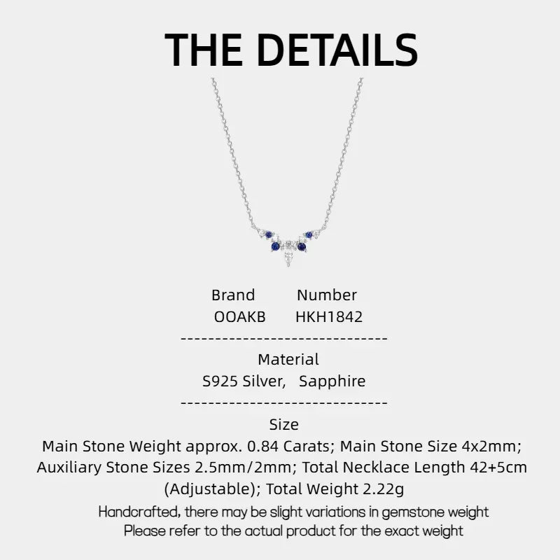 Sapphire S925 Silver Crown-Shape Necklace - OOAKB