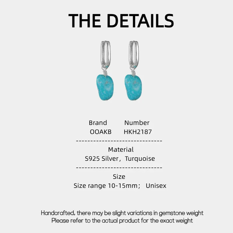 Silver Natural Irregular Turquoise Earrings - OOAKB