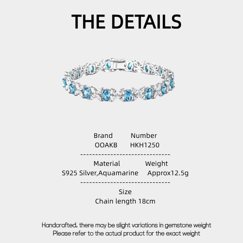 Aquamarine Butterfly Full-Diamond Bracelet S925 Silver Women's Style