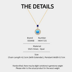 Blue Iridescent Opal S925 Silver Diamond-Inlaid Necklace