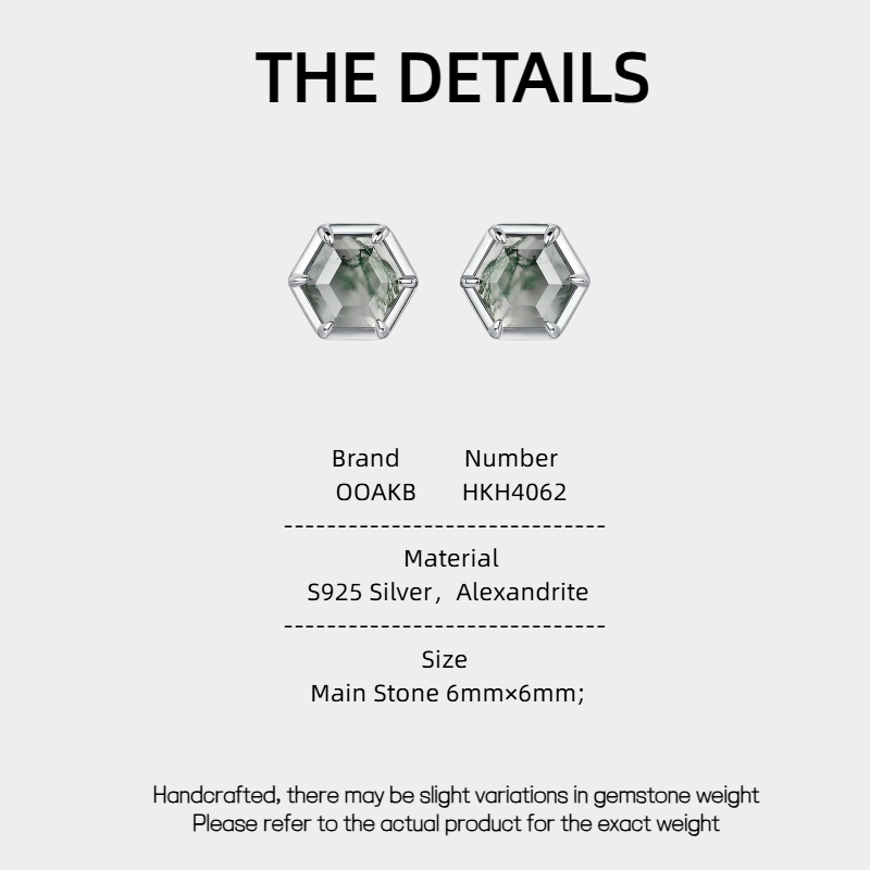 Hexagonal Moss Agate Earrings Unisex