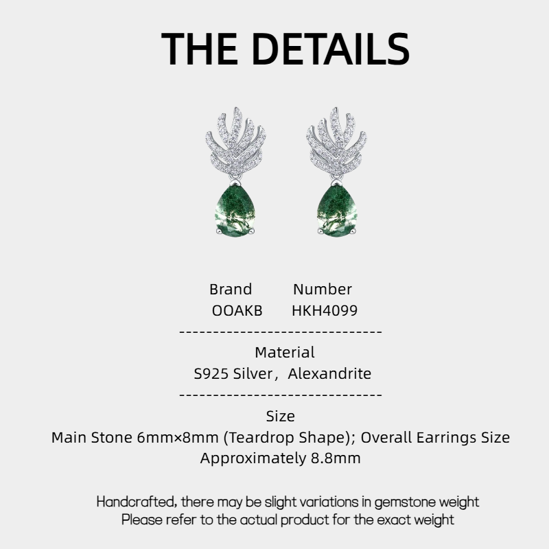 Elegant Teardrop Moss Agate Earrings