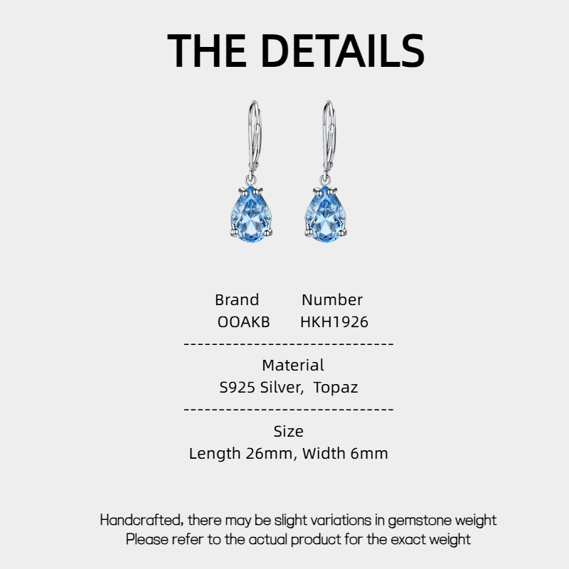 Sea Blue Topaz S925 Silver Closed-Back Earrings