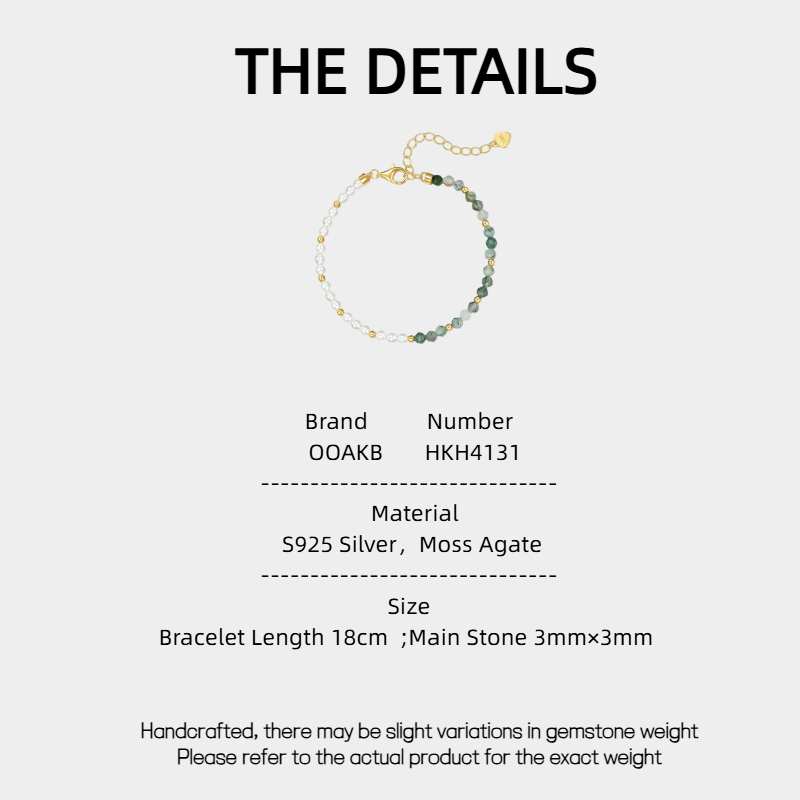 Moss Agate and Shell Pearl Bracelet