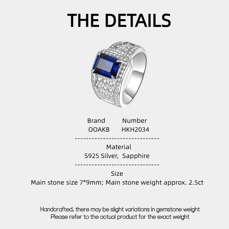 Silver Plated Gold Sapphire Men's Ring 4.3ct - OOAKB