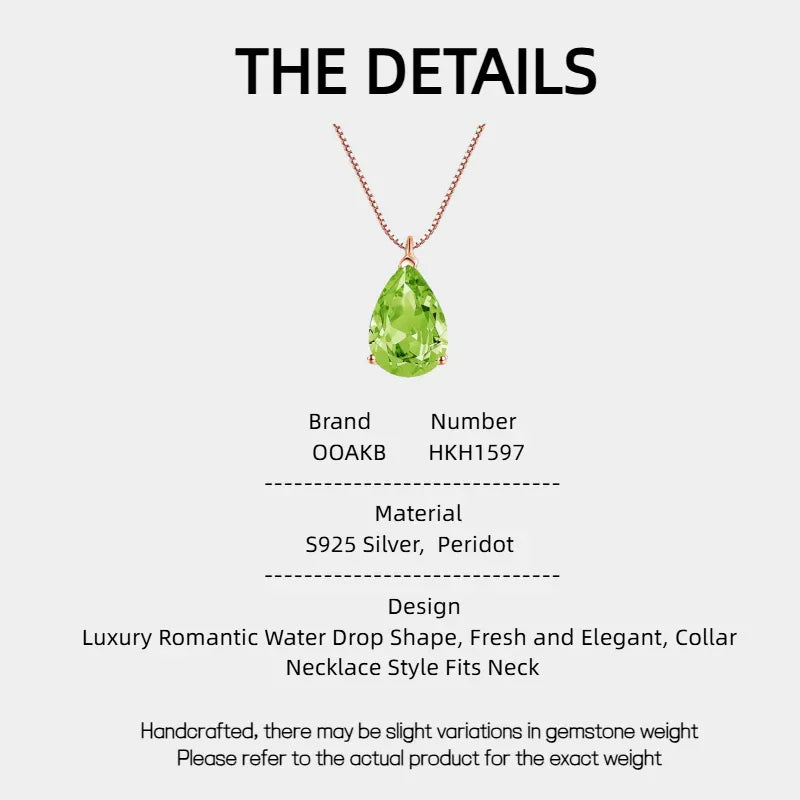 Natural Peridot Water Drop Luxury Collar Necklace - OOAKB