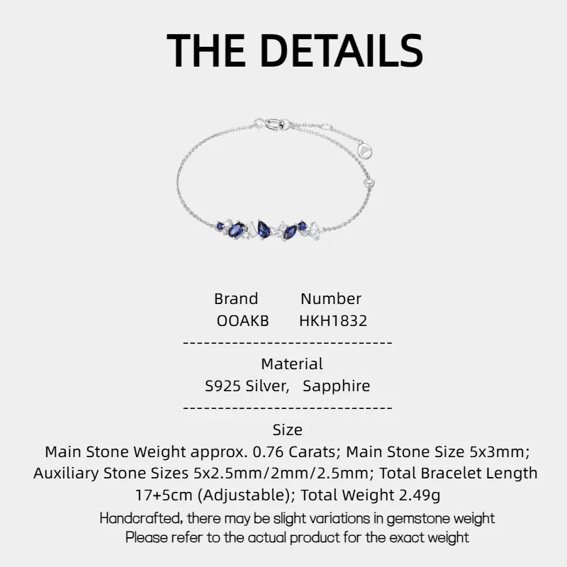 Sapphire S925 Silver Stacked Gem Bracelet - OOAKB