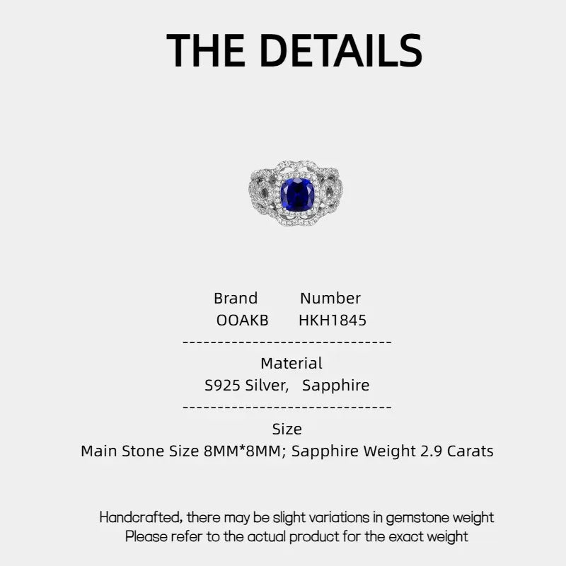 Sapphire S925 Silver Hollow Pattern Ring - OOAKB