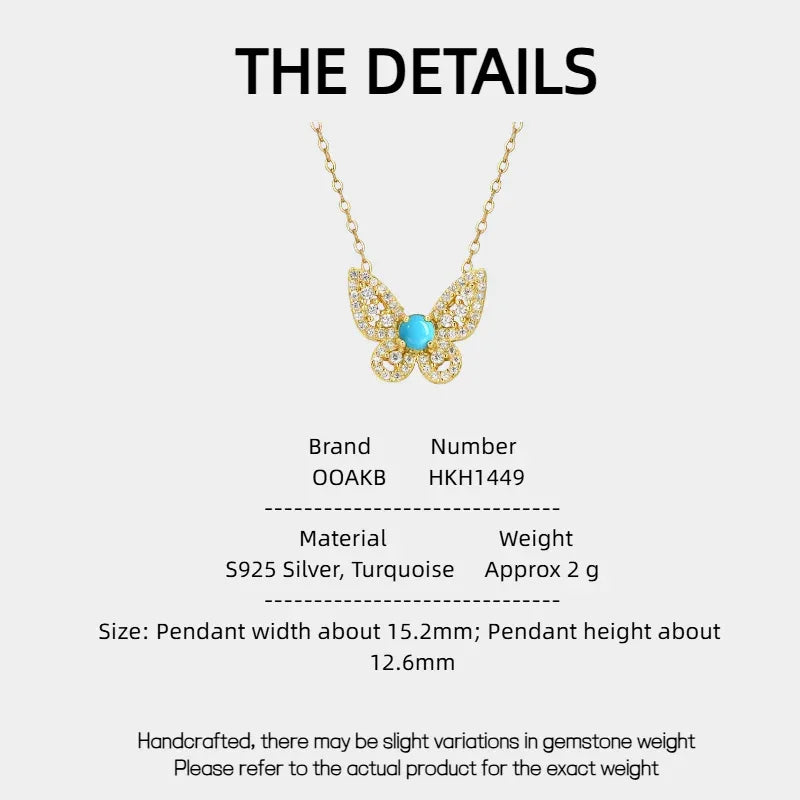 Lucky Butterfly Natural Turquoise Butterfly Necklace - OOAKB