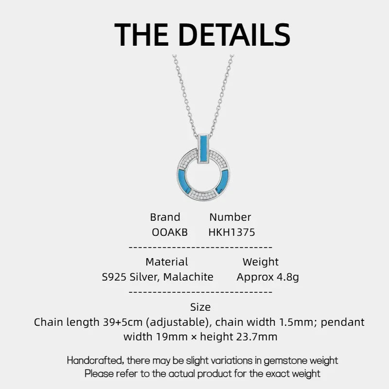 Turquoise Blue-White Contrast Circle Necklace Women's Style - OOAKB