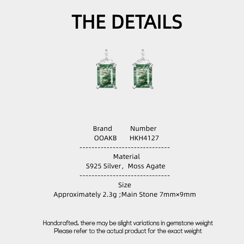 Geometric Square Moss Agate Earrings