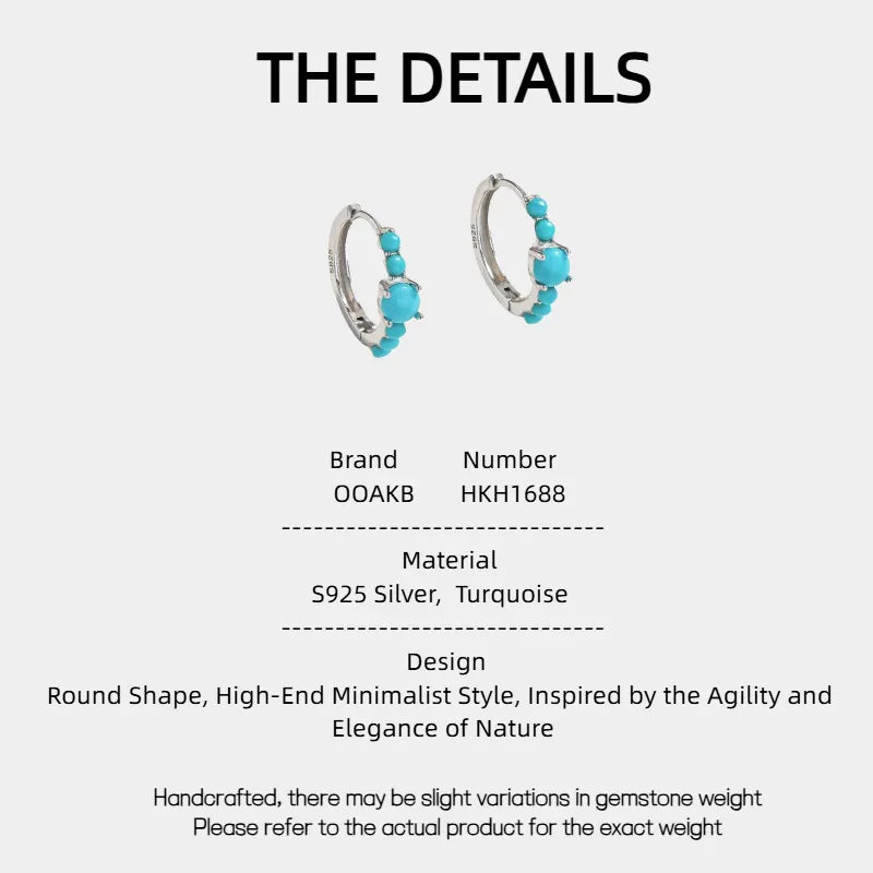 Natural Turquoise Round Earrings - OOAKB