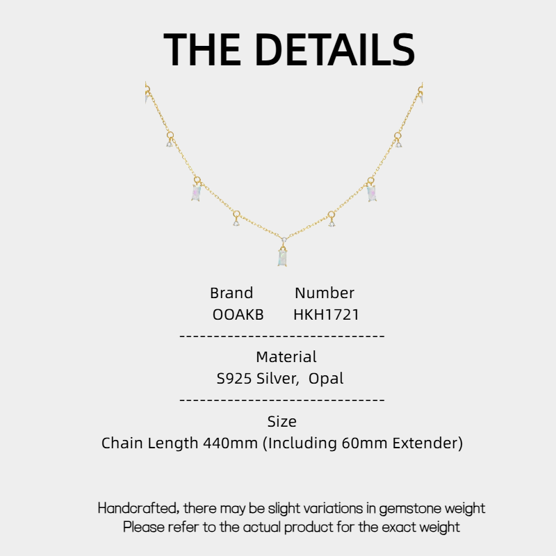 Blue Opal S925 Silver Square Diamond Necklace