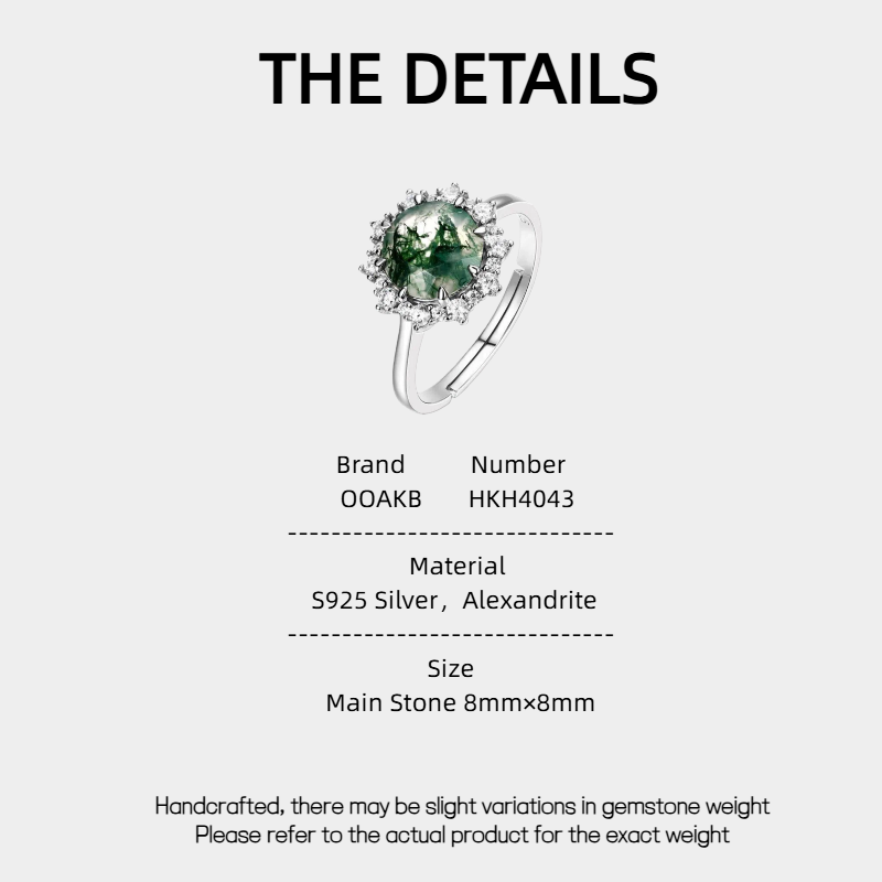 Green Moss Agate Ring Unisex