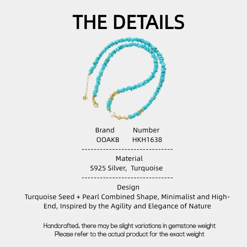 Natural Turquoise Seed & Pearl Luxury Necklace - OOAKB