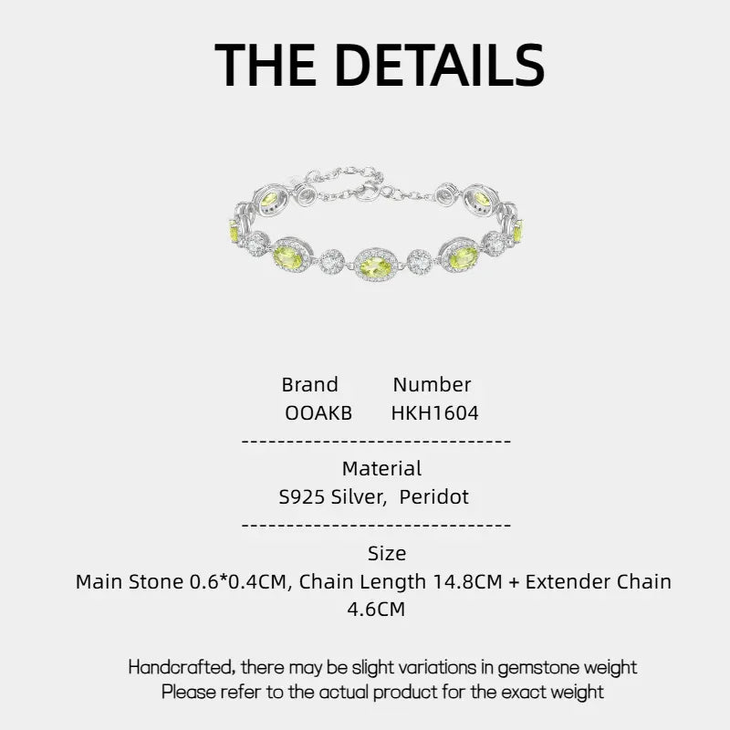 Natural Oval Peridot Bracelet - OOAKB