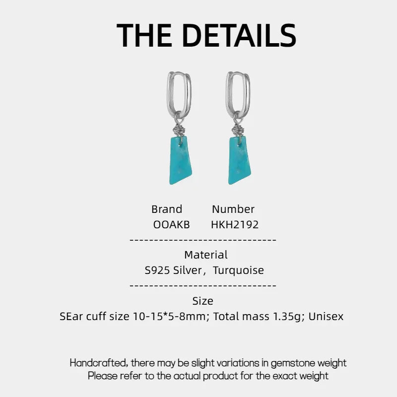 Silver Turquoise Ear Cuffs Unisex - OOAKB