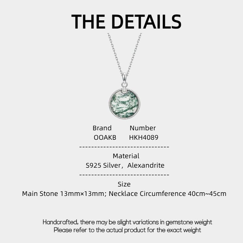 Minimalist and Elegant Round Disc Moss Agate Pendant